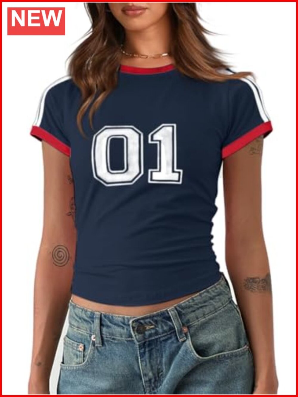 Y2k Letter Print Crop Top Short Sleeve Slim Fit Tee